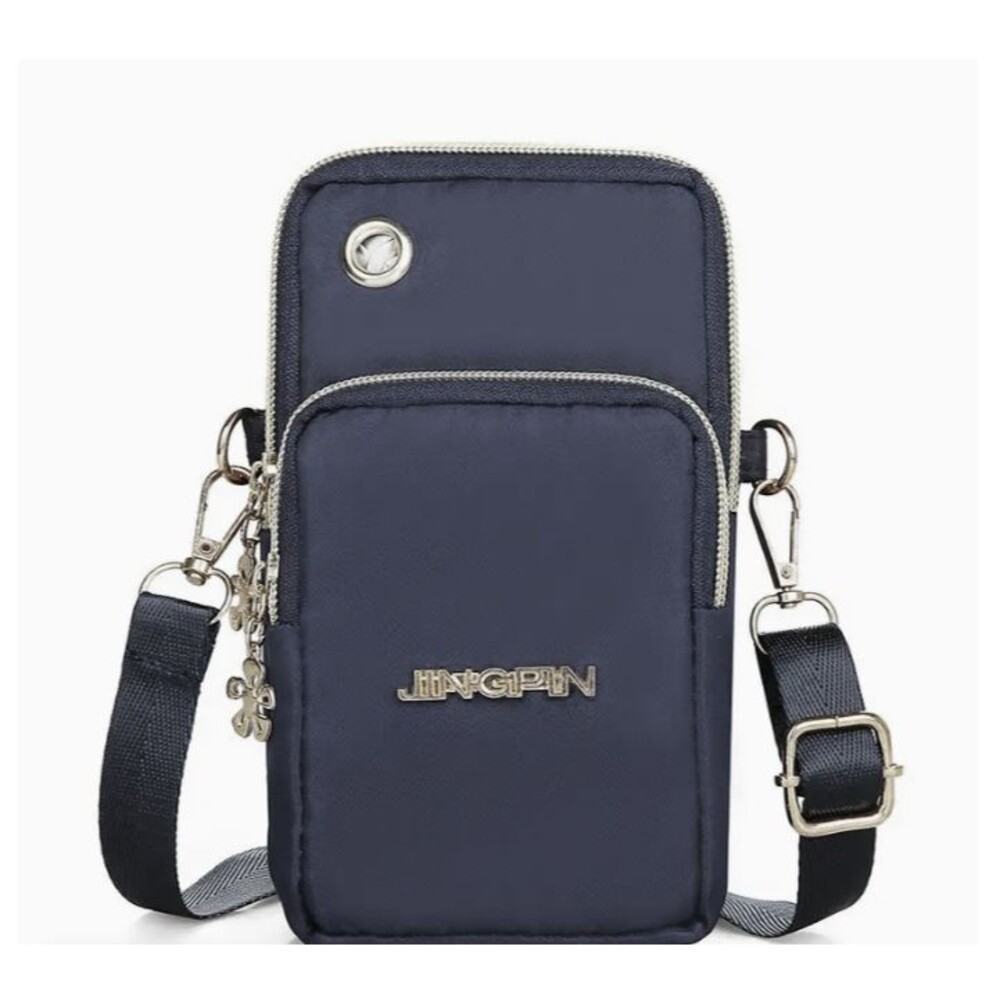 BLUE Crossbody bag Shoulder bag 3 Gold FLOWER Zippers Compartments Long Strap
